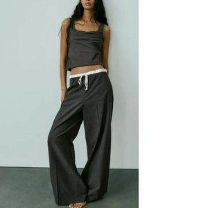 ZARA SATIN EFFECT WAISTBAND PANTS